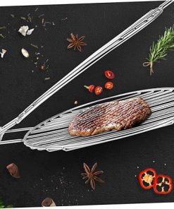 SUPVOX Stainless Steel Grilled Fish Tongs Bbq Fish Basket Barbecue Grill Basket Outdoor Cooking Tools s Size 2