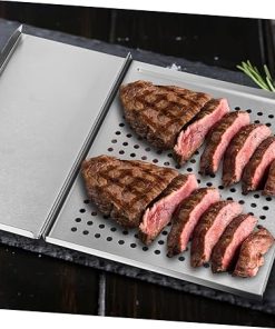 STOBAZA BBQ Grill Tray and Food Tongs Stainless Steel Set for Outdoor Grill Grilling Utensils Barbecue Tools Grilling Accessories 2