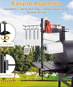 3 in 1 Grill Caddy,Camping Accessories,BBQ Caddy for Outdoor Grill Outdoor Kitchen BBQ Grill Accessories with Paper Towel Holder Tool Hooks Black 2