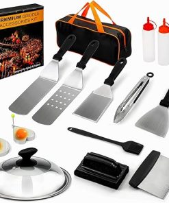 FJNATINH Griddle Accessories Kit, 14 pcs Griddle Accessories for Blackstone and Camp Chef, Flat Top Grill Accessories Include Stainless Steel Grill Spatula Set with Enlarged Spatulas for Outdoor BBQ