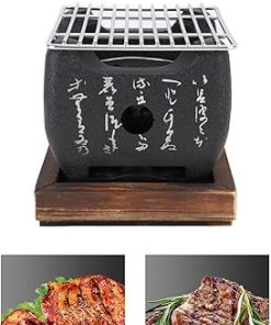 Japanese Style Barbecue Grill, Barbecue Stove Portable Food Charcoal Stove Square BBQ Plate Household Barbecue Tools Accessories(5.3×5.9in) 2