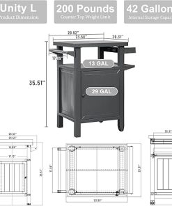 Domi Grill Carts Outdoor with Wheels, Metal Portable Table with Storage Cabinet for Outside,BBQ Cart Prep Table for Deck,Patio,Backyard(Gray) 2