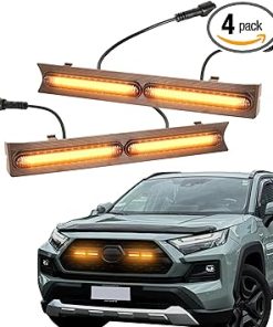 LED Grille Lights for 2019-2024 Toyota RAV4 Grille Lights Front Grill Light for RAV4 Accessories 2022 2021 2020 2023 (Amber, Adventure)