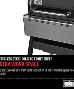 Weber SmokeFire EX4 Folding Front Shelf, Silver 2