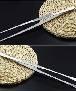 BBQ Tongs, BBQ 2 Pcs 12-Inch Kitchen Tweezers Fine Tweezer Tongs Extra-Long Stainless Steel Cooking Tweezers Kitchen Accessories 2
