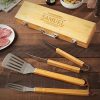 Personalized Bamboo Grill Accessories Set by HomeWetBar - Custom Barbecue Tools for Grilling