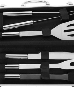1 Set Stainless Steel Grill Tool with Case BBQ Accessories for Outdoor Grilling Ergonomic Design Lightweight Durable for Barbecue Parties and Camping