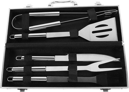 1 Set Stainless Steel Grill Tool with Case BBQ Accessories for Outdoor Grilling Ergonomic Design Lightweight Durable for Barbecue Parties and Camping