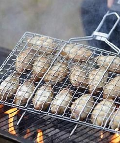 Barbecue Grilling Basket,Grilled Fish Clip Stainless Steel Barbecue Clip Net Splint Tool Beat 2