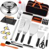 18pcs Stainless Steel Grill Tool Set for Men Dad, Heavy Duty Grilling Accessory Kit for Backyard, BBQ Utensils Gift Set with Bag for Birthday, Portable Grilling Utensils for Outdoor Camping Brown 3
