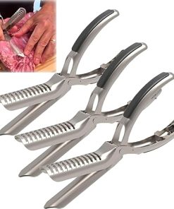 Rib Membrane Remover Stainless Steel Tool Kit, The Ultimate Rib Prep Tool for BBQ Enthusiasts, BBQ Rib Skinner, Ergonomic Design for Easy Membrane Removal (3Pcs)