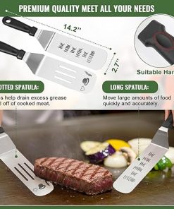 Boao Dad Gifts from Daughter Son for Father’s Day Flat Top Grill Accessories with Enlarged Spatulas BBQ Apron and Carry Bag Dad Gifts for Father’s Day, Birthday, Camp, Outdoor Grilling BBQ 2