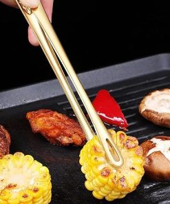 BBQ grill tongs, Stainless Steel Food Clip Long Handle Non-Slip BBQ Steak Clip Kitchen Cooking Tool Accessories PliersS 2