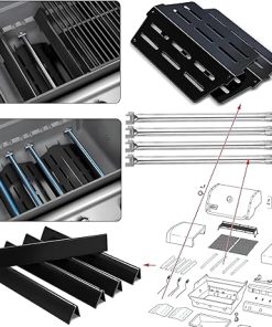 Replacement Parts Kit for Weber Genesis E-330 4-Burner Grill – Porcelain Enamel Flavorizer Bars & Heat Deflectors (62752/65505) – Compatible with 2011-2016 Genesis 300 Series 2