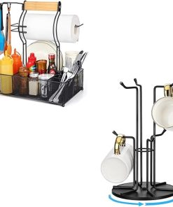 FANGSUN Grill Caddy + 360° Rotating Mug Tree