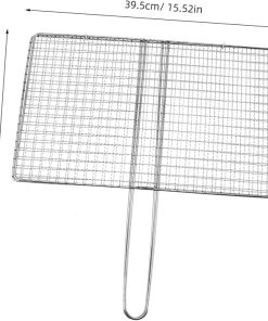 Portable Stainless Steel Fish Grill Basket Lightweight BBQ Accessory for Outdoor Camping for Fish Vegetables and Meat Grilling Includes Humanized Handle for Safety 2