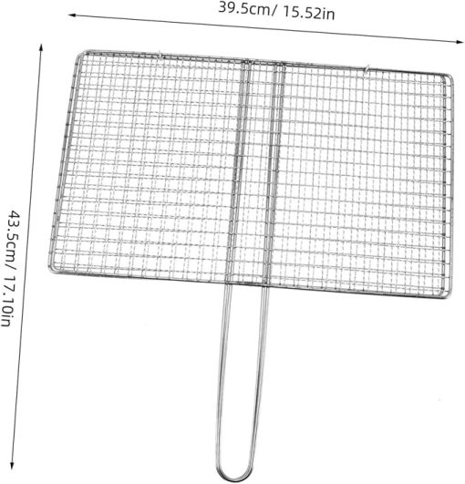 Portable Stainless Steel Fish Grill Basket Lightweight BBQ Accessory for Outdoor Camping for Fish Vegetables and Meat Grilling Includes Humanized Handle for Safety - Image 2