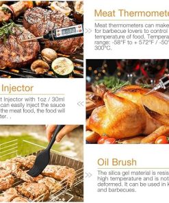 57PCS BBQ Grill Tools Set with Meat Thermometer, Stainless Steel Fork, Knife, Spatula, Tongs, Skewers, Cleaning Brush & Garbage Bag Holder, Complete Grill Accessories Set for Barbecue, Camping 2