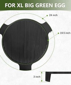Cast Iron Plate Setter for XL Big Green Egg 19.5″ Heat Deflector Smoking Stone,Fits 24″ Grills Durable Heat Deflector for Smoking,Grilling,Indirect Cooking Compatible with XL BGE Accessories 2