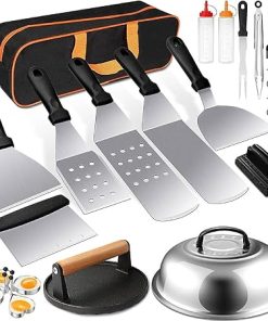 APLUSH Griddle Accessories Kit, 29 PCS Flat Top Grill Accessories Set for Blackstone and Camp Chef, Grill Spatula Set with Basting Cover, Enlarged Spatulas, Carry Bag for Outdoor Grilling BBQ