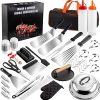 Schmidt Brothers – BBQ Carbon 6, 4-Piece Grilling Accessory Set, Full-Forged Stainless Steel Grilling Utensils Including Spatula, Fork, Basting Brush, and Tongs with All Wood Handles 4