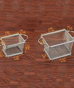 Fried Basket, Mini Stainless Steel Deep Fry Basket with Handle French Fries Basket Desk Food Presentation Mesh Basket Kitchen Cooking Tool 2