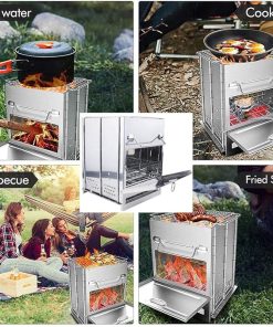 Fire Pit, Large Bbq Picnic Grill, Barbecue Grill Stove, Folding Grill, Outdoor Stainless Steel Square Stove 2