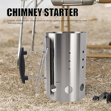 Chimney Starter, Heavy Duty Stainless Steel Portable Charcoal Starter with Quick Release, Efficient Fire Starting Charcoal Grill Accessory for Barbecue Camping Picnic 2 Chimney Starter, Heavy Duty Stainless Steel Portable Charcoal Starter with Quick Release, Efficient Fire Starting Charcoal Grill Accessory for Barbecue Camping Picnic - Image 2