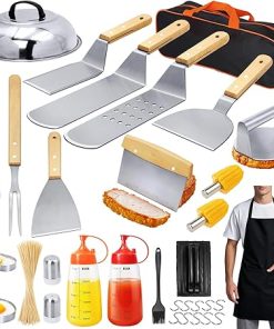33PCS Griddle Accessories Kit - Flat Top Grilling Accessories Set for Blackstone, Stainless Steel Grill Teppanyaki Spatula Set with Scraper for Outdoor Barbecue, BBQ Grill Tools