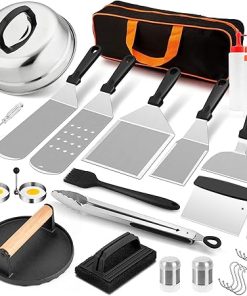 Griddle Accessories Kit for Outdoor BBQ: 27Pcs Flat Top Grill Accessories for Blackstone and Camp Chef, Professional Grilling Accessories with Grill Spatula Set, Basting Cover, Scraper, Carry Bag