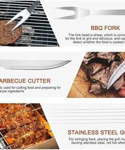 BBQ Grill Accessories Set20 PCS BBQ Grill Tools Set, Stainless Steel Grill Set with Thermometer & Storage Bag,Complete Grilling Accessories in Portable Bag 2