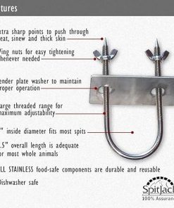 Rotisserie Fork U-Bolt, SS, 7.5 Inches Long Meat Trussing Accessories. 2 Inch Wide Spit Rod Capacity. Rotisserie Parts for Whole BBQ Pig, Hog, and Lamb up to 150 lbs.. (2 Pack) 2