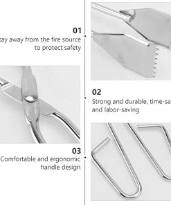 Totority 2Pcs Charcoal Tongs Lengthened Firewood Clamps for Outdoor Grilling Heavy Duty Non Slip Grabber for Kitchen and Parties 2