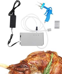 Meat Injector Gun Pump with Hose, 60W Electric Marinade Injector Meat Syringe Gun with 10 Stainless Steel Double-hole Needles for Roast Turkey, Pork, Beef