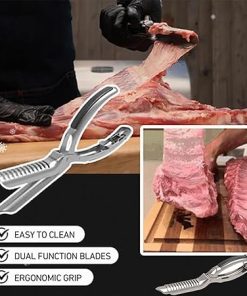 Rib Membrane Removal Tool, Rib Prep Tool, Stainless Steel BBQ Rib Skinner Tool, Kitchen Grill Gadget for Rib Prep, Dishwasher Safe Barbecue Accessories, Ergonomic Design for Easy Membrane Removal(3pcs 2