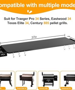 Folding Shelf for Traeger Grills Pro 34, Eastwood 34, Texas Elite 34, Century 885, Grill Accessories-Folding Shelves for Traeger pro 34 accessories, Replacement for BAC363 Folding Shelf, 37″ x 12″ 2