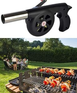 Hand Crank Fan Air Blower, Portable Mini Manual Grill Fire Starter, BBQ Grill Tool Set Portable Stainless Steel Barbecue Accessories Outdoor Indoor for Camping Grilling Utensils with Bag 2