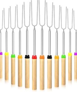 80 Pack 32 Inch Marshmallow Roasting Sticks Bulk, Smores Skewers for Fire Pit Kit, Hot Dog Camping Skewers Accessories Campfire Marshmellow Extendable Forks Bbq Tools Smores Sticks