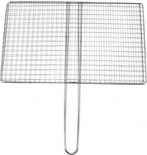 Portable Stainless Steel Fish Grill Basket Lightweight BBQ Accessory for Outdoor Camping for Fish Vegetables and Meat Grilling Includes Humanized Handle for Safety