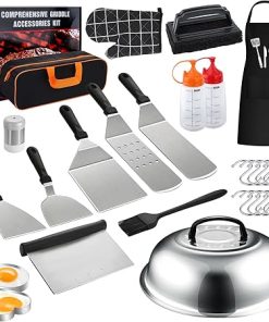 Flat Top Grill Accessories - Griddle Tools for Outdoor BBQ Accessories Kit, Flat Stone Grill Set, Barbecue Cooking Kit for flattop - 18 Pcs
