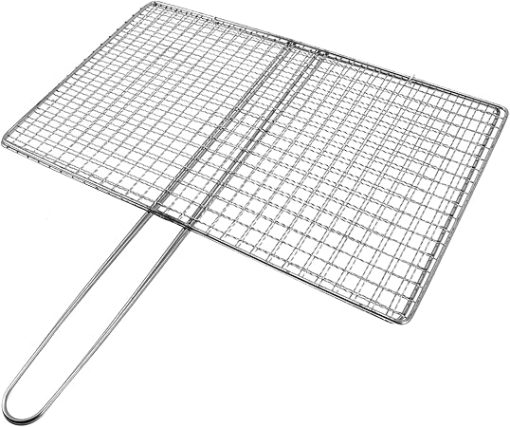 BESTonZON Clip Style Grill Baskets Stainless Steel Mesh Fish Grill Rack Outdoor Bbq Accessory