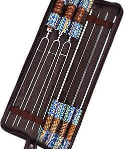 7 in1 Camping BBQ Needle Set, Camping BBQ Needle Sticks Fork Set Outdoor Tools with Portable Storage Bag, for Camping, Hiking 2