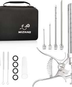 Premium Meat Injector Kit - Stainless Steel Marinade Syringe with 4 Needles, Leak-Proof, Food-Grade Injector for BBQ, Turkey, Chicken, and Grilling – Includes Bonus Glass Tube (9.3in)