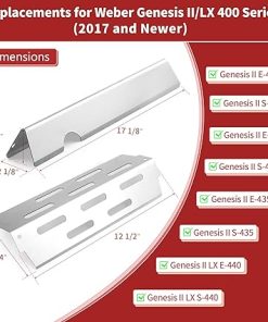 Grill Flavorizer Bars, Heat Deflectors Replacement Parts for Weber 66041, 66033, 66796, Weber Genesis II E-410, S-410, Genesis II LX E-440, S-440, 17” Stainless Steel Flavor Bars 2