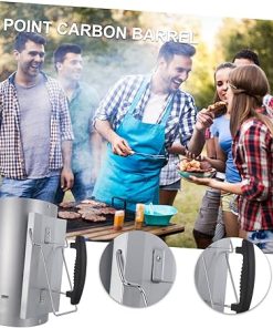 Outdoor BBQ Tool Fast Barrel Galvanized Chimney Starter with Handle for Quick and Starting for Grilling and Camping 2