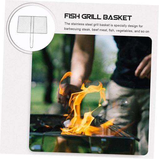 Fish Grill Basket Metal Barbecue Net Grill Rack Stainless Steel Beef Grilling Tool - Image 2