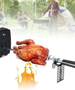 Electric BBQ Grilling Rotisserie Spit Roaster Charcoal Motor Rod Kit with Meat Forks for Pig Chicken Beef Battery Type 2