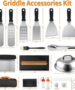 Blackstone 27Pcs Pro Griddle Accessories Set, Grill Tools for Blackstone with XL Spatulas, Scrapers, Bacon Press, Basting Dome, Spice Jars – Flat Top BBQ Kit with Storage Case 2