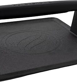 Blackstone 5554 Pre-Seasoned Signature Cast Iron Griddle Grill Press XL Extra Wide Base Heavy Duty-Meat, Burger, Bacon, Steak, Sausage Heat Resistant Handle-10” x 10” x 4” (Square), Black
