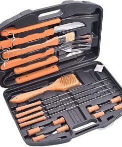 18 PCS BBQ Grill Tools Kit Grilling Accessories Stainless Steel Barbecue Utensils Set with Storage Box, Grill Set for Outdoor Cooking Camping Barbecue Tools, Easy to Carr